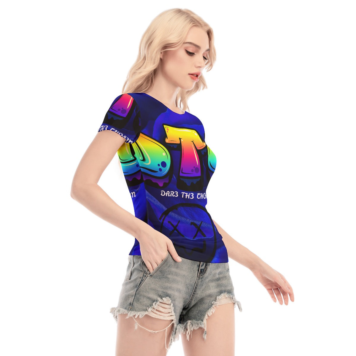 All-Over Print Women's Short Sleeve Mesh Blouse