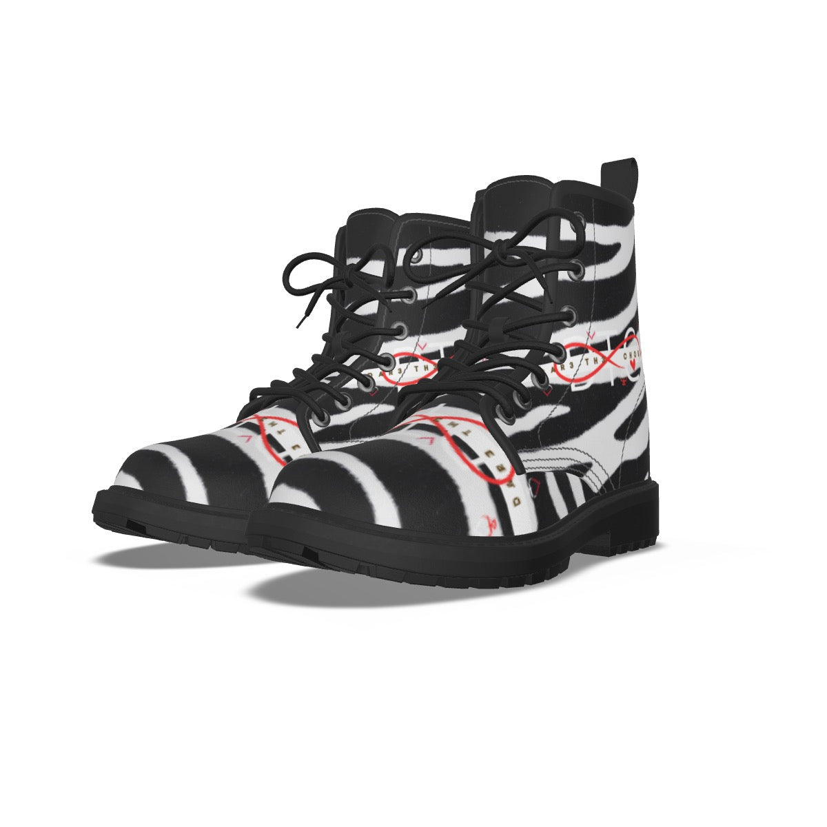 All-Over Print Women's Martin Short Boots With Black Bottom
