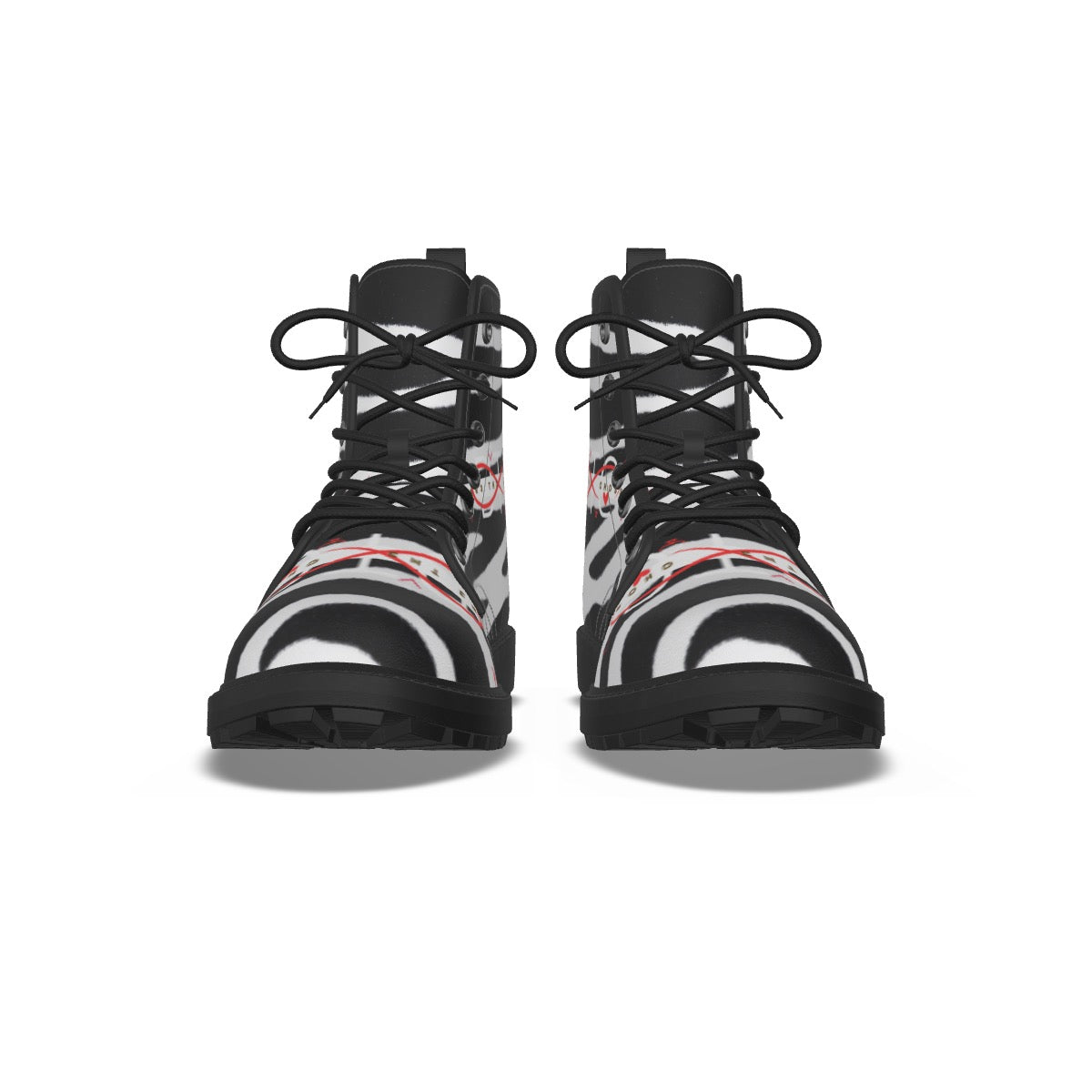 All-Over Print Women's Martin Short Boots With Black Bottom
