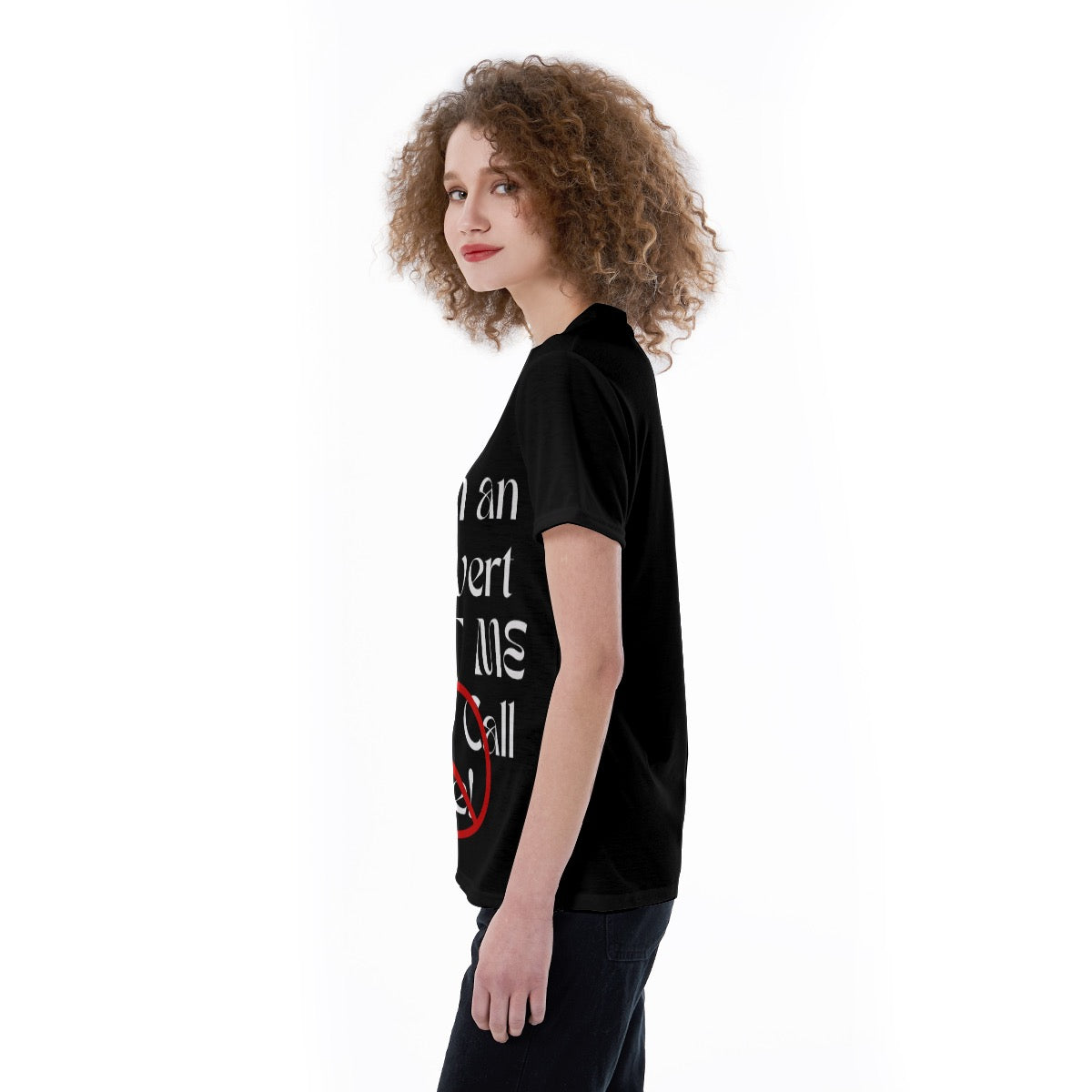 Introvert Black V neck Tee