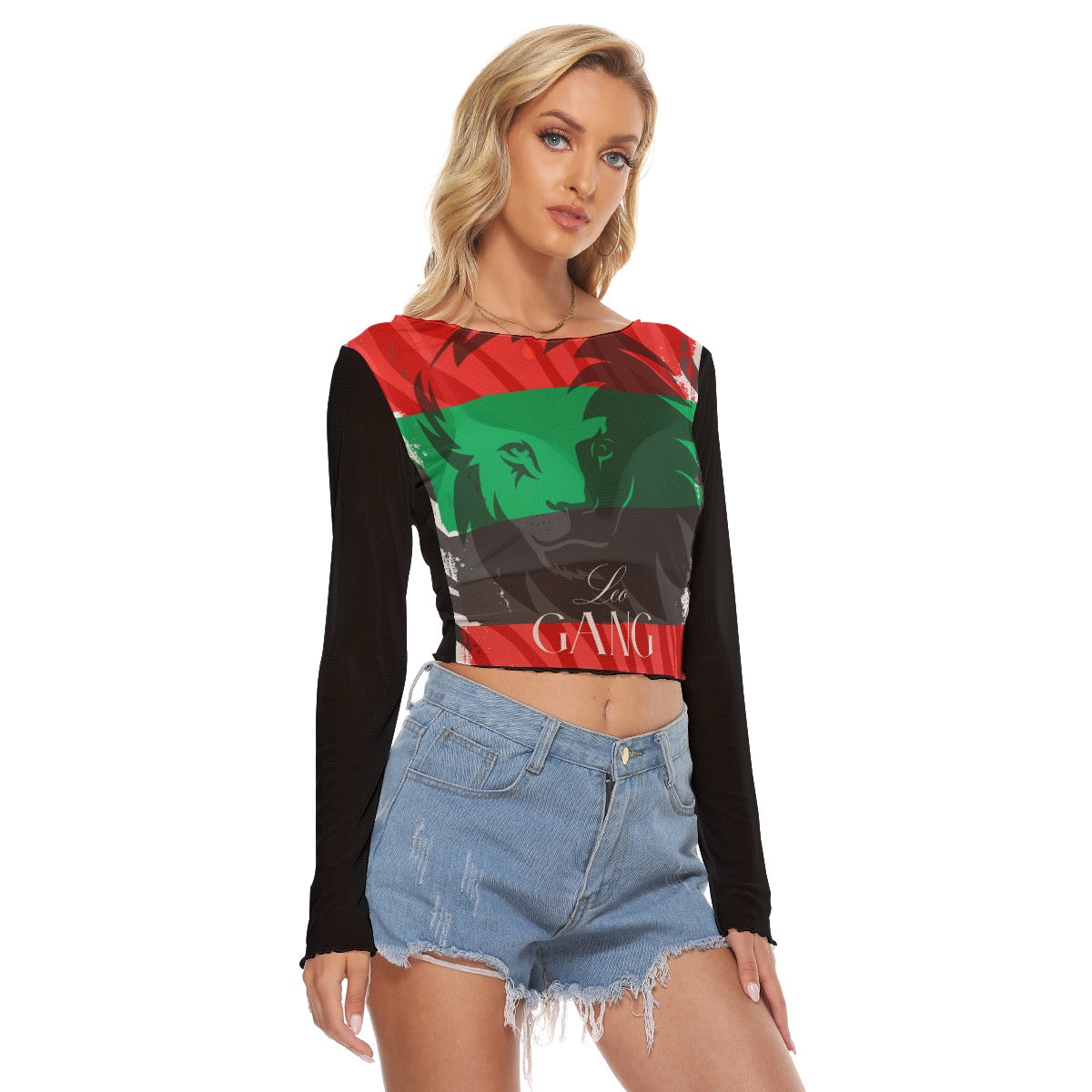 Leo gang crop mesh shirt