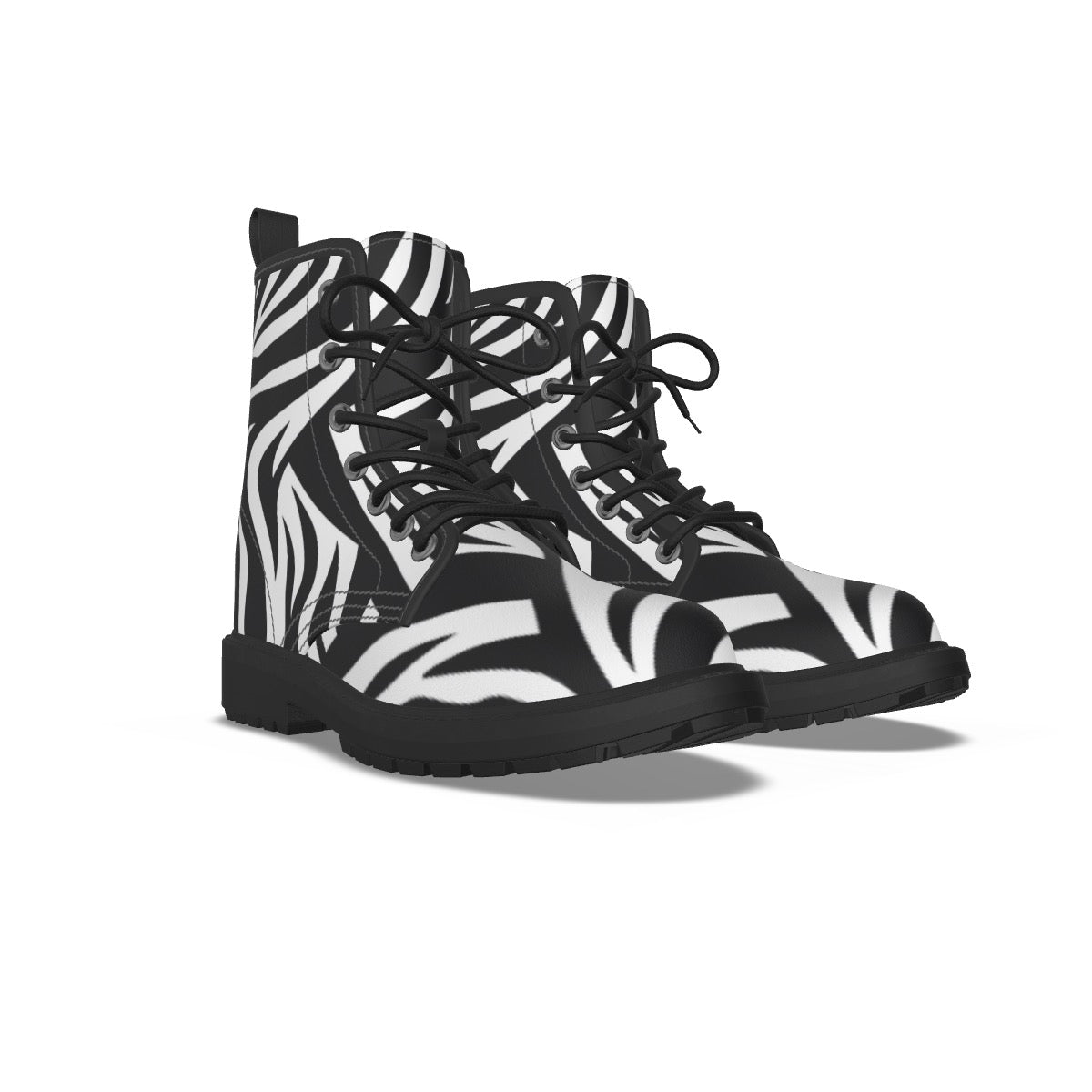 Zebra Martin Short Boots With Black Bottom