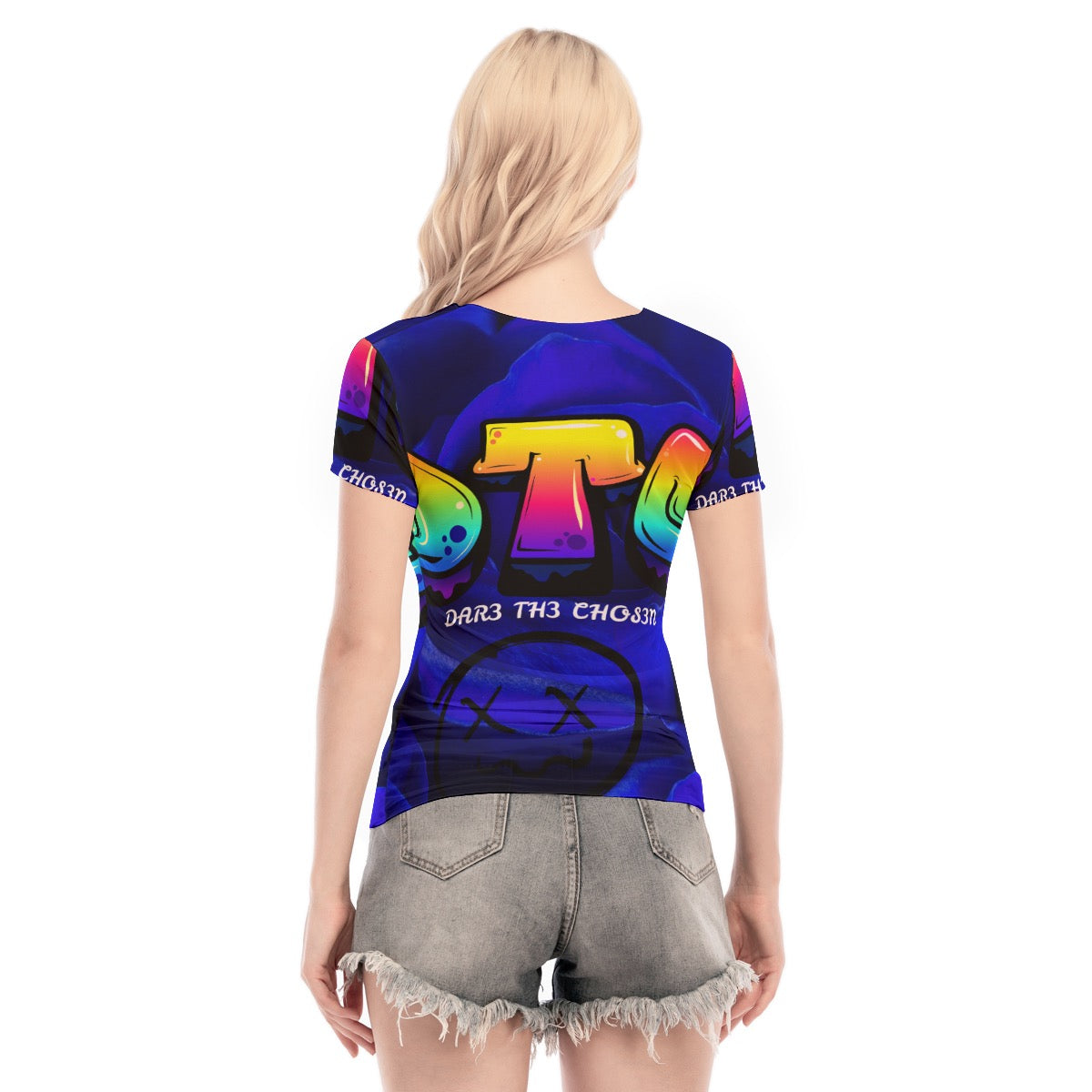 All-Over Print Women's Short Sleeve Mesh Blouse
