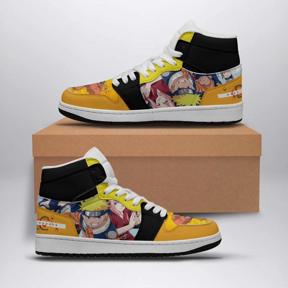 Orange Anime High top sneakers