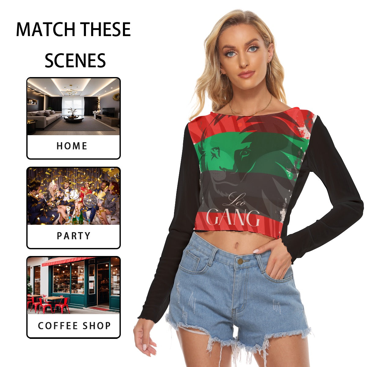 Leo gang crop mesh shirt