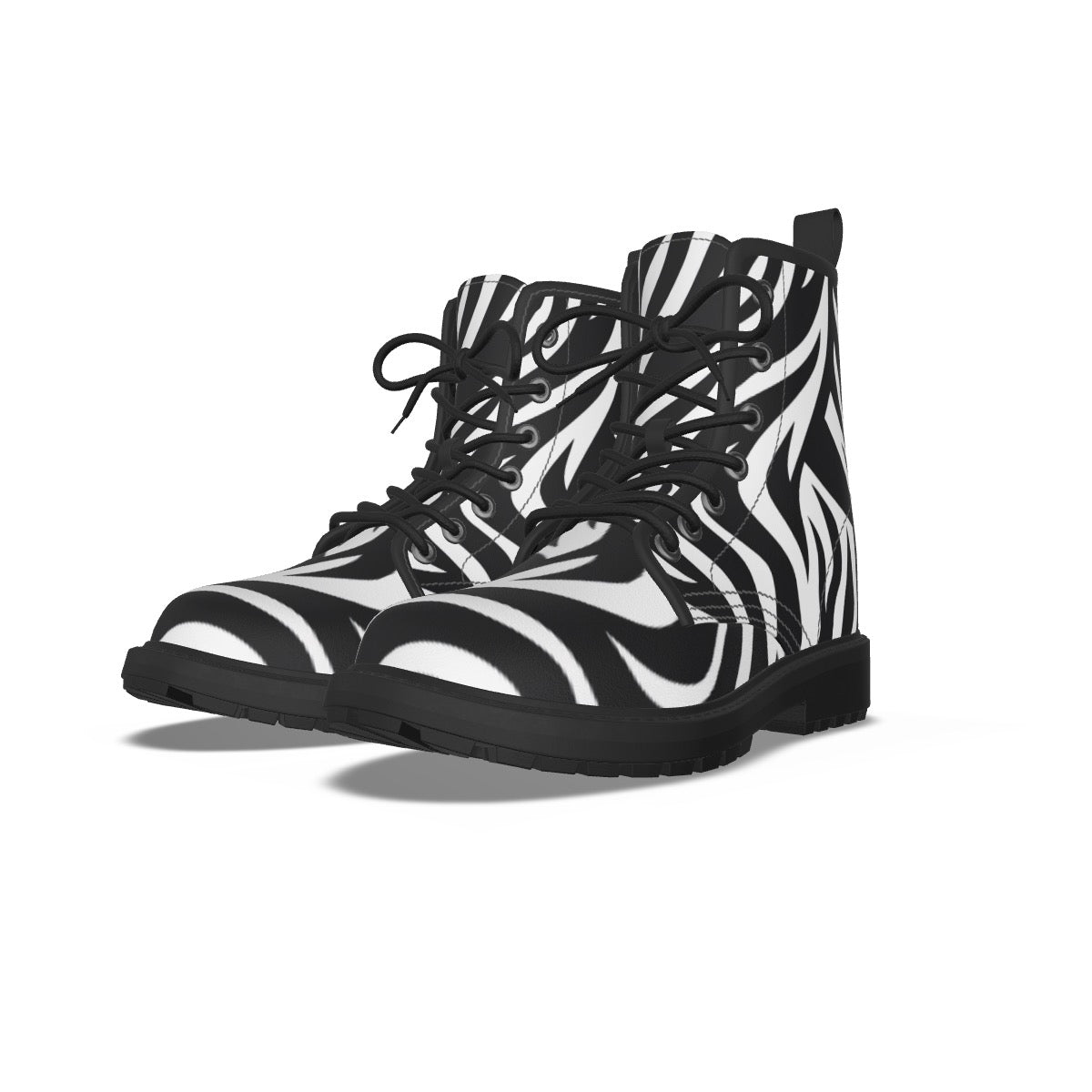 Zebra Martin Short Boots With Black Bottom