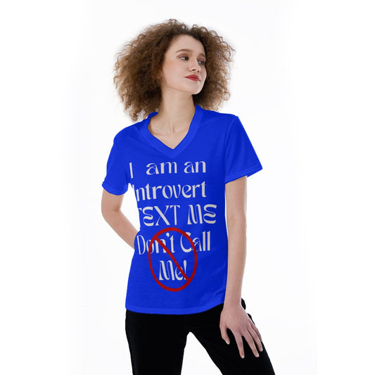 Introvert Royal Blue V neck Tee